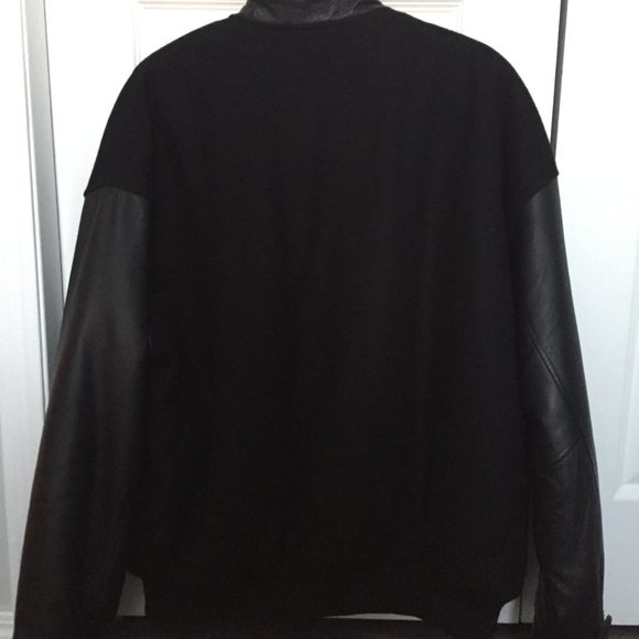 Leather and Wool Bomber Jacket - Picture 4 of 4